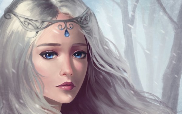 Fantasy Women Face White Hair Blue Eyes HD Wallpaper | Background Image