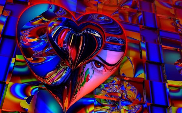 Artistic Heart Colors Colorful Psychedelic HD Wallpaper | Background Image
