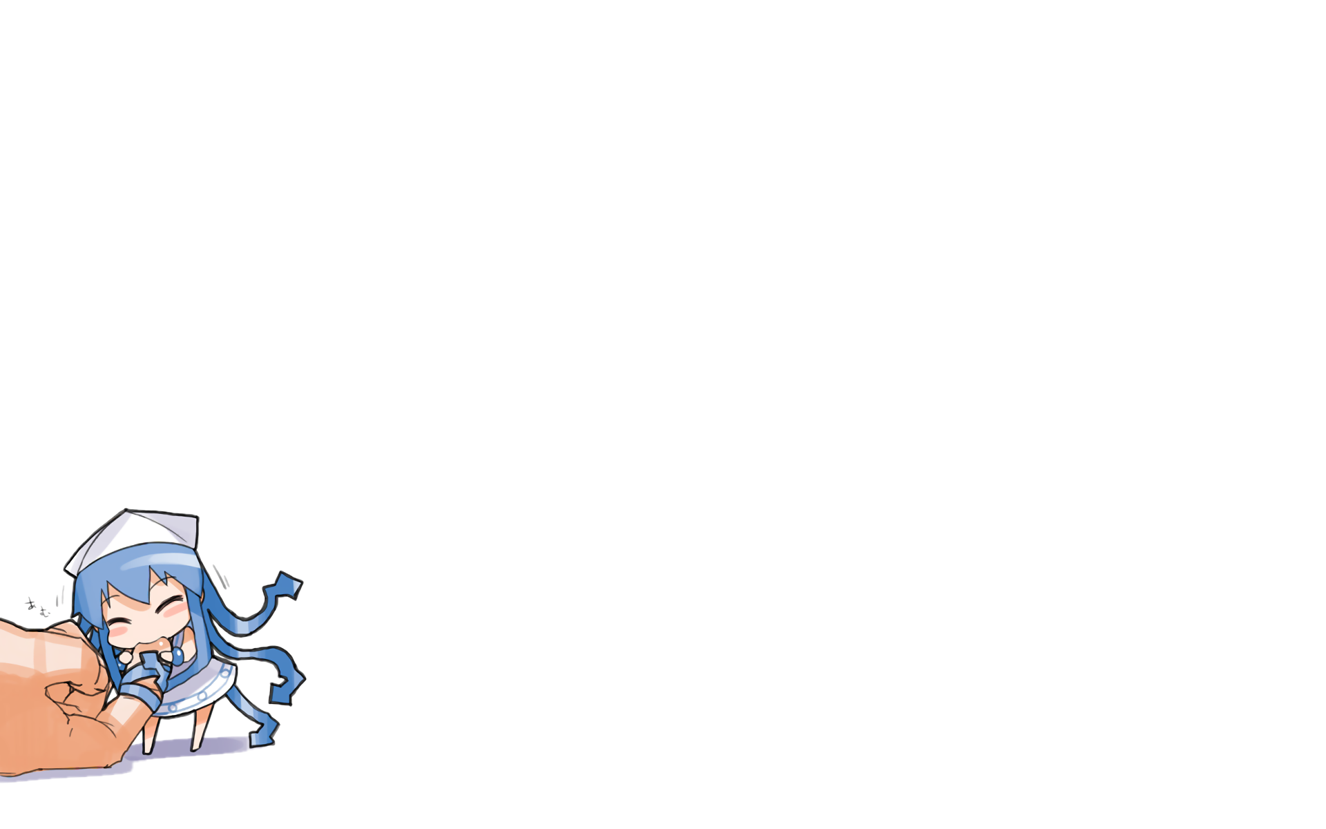 HD PC desktop wallpaper featuring Ika Musume, the anime character also known as Squid Girl, with her blue hair and squid-like hat on a white background.