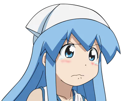 Anime-style 4K Ultra HD desktop wallpaper featuring Ika Musume, the blue-haired Squid Girl with expressive eyes and a white squid hat.