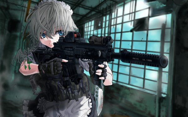 Anime Touhou Gun Maid Knife Heckler & Koch HK416 Sakuya Izayoi HD Wallpaper | Background Image