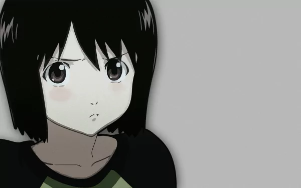HD anime wallpaper featuring Misaki Nakahara from Welcome To The N.H.K. with a neutral expression against a plain gray background.