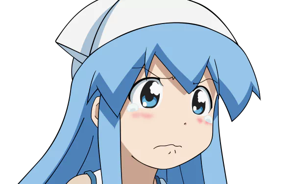 Anime-style 4K Ultra HD desktop wallpaper featuring Ika Musume, the blue-haired Squid Girl with expressive eyes and a white squid hat.