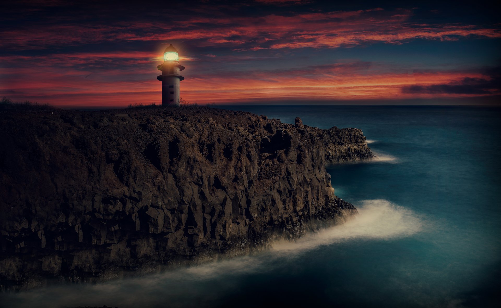 Download Coast Evening Horizon Sky Ocean Man Made Lighthouse 4k Ultra ...
