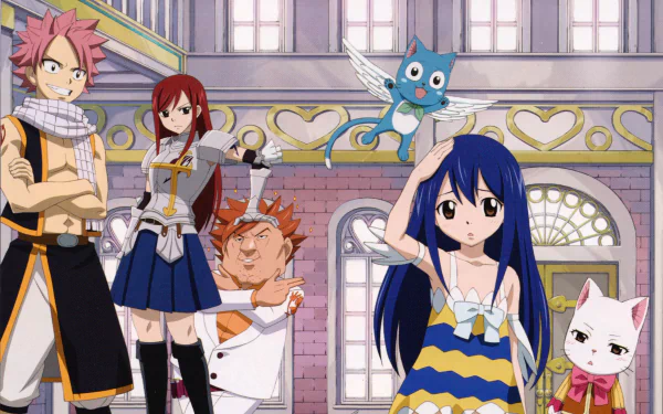 Ichiya Vandalay Kotobuki Happy (Fairy Tail) Charles (Fairy Tail) Wendy Marvell Erza Scarlet Natsu Dragneel Anime Fairy Tail HD Desktop Wallpaper | Background Image