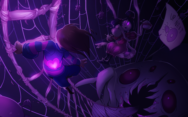 Video Game Undertale Frisk Muffet Brown Hair Glowing Eyes Spider Web HD Wallpaper | Background Image