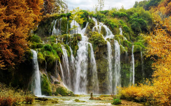  Autumn Waterfall at Plitvice National Park