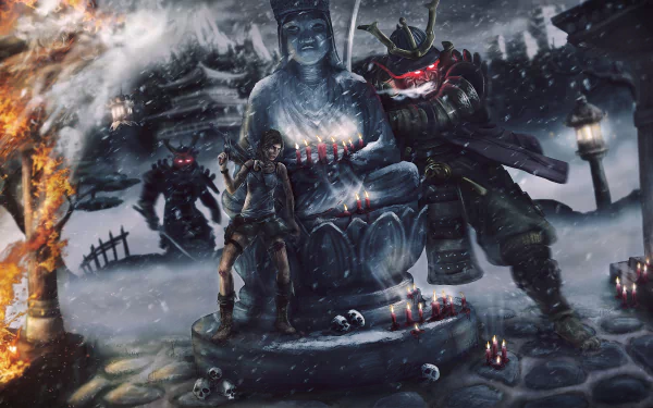 Lara Croft woman warrior samurai statue Tomb Raider video game Tomb Raider (2013) HD Desktop Wallpaper | Background Image