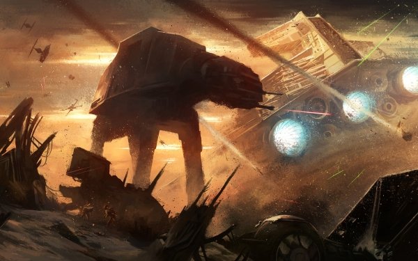 Sci Fi Star Wars AT-AT Walker Battle TIE Fighter X-Wing Star Destroyer HD Wallpaper | Background Image