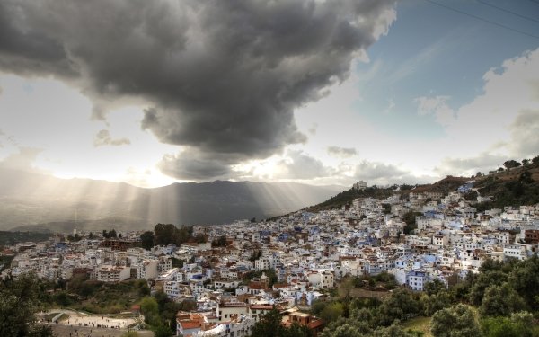 Man Made Town Towns Cloud Sky Landscape Morocco Sunbeam HD Wallpaper | Background Image