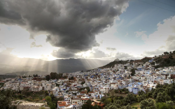sunbeam Morocco landscape sky cloud man made town HD Desktop Wallpaper | Background Image