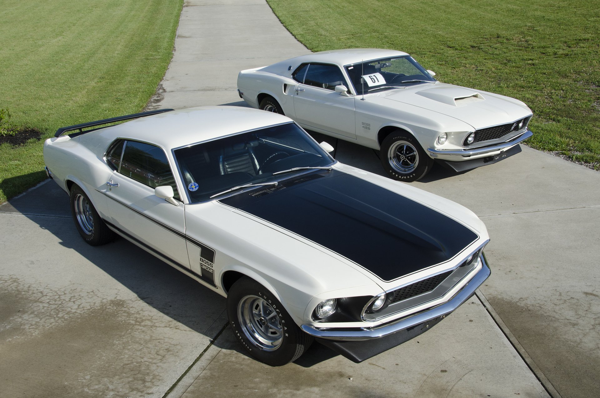 Download Car Muscle Car White Car Ford Ford Mustang Ford Mustang Boss 1969 Ford Mustang Boss Vehicle Ford Mustang Boss 429 HD Wallpaper