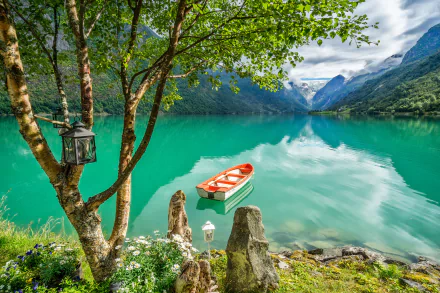  Boat on a Turquoise Lake