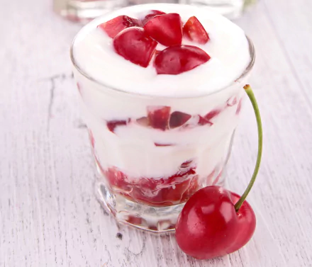 cherry dessert food yogurt HD Desktop Wallpaper | Background Image