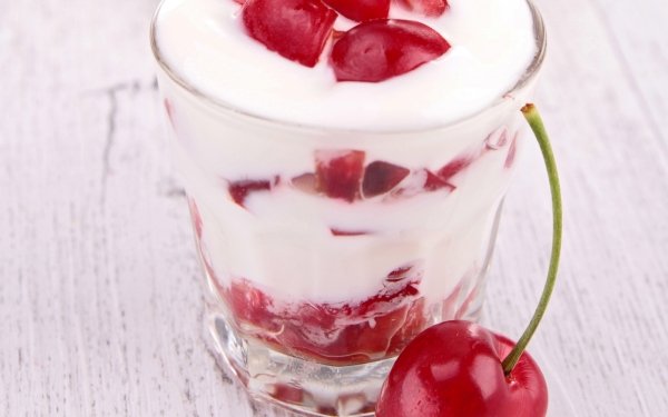 Food Yogurt Dessert Cherry HD Wallpaper | Background Image