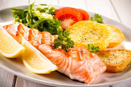 salmon meal food fish HD Desktop Wallpaper | Background Image