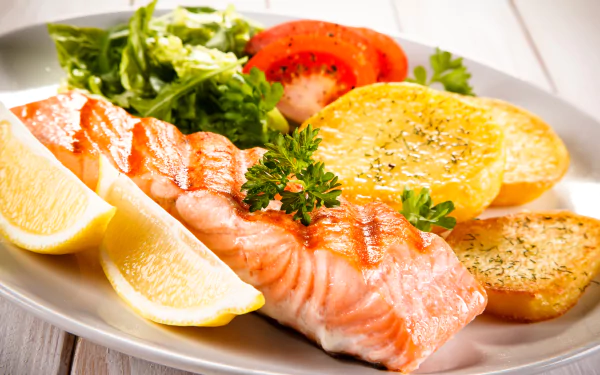 salmon meal food fish HD Desktop Wallpaper | Background Image
