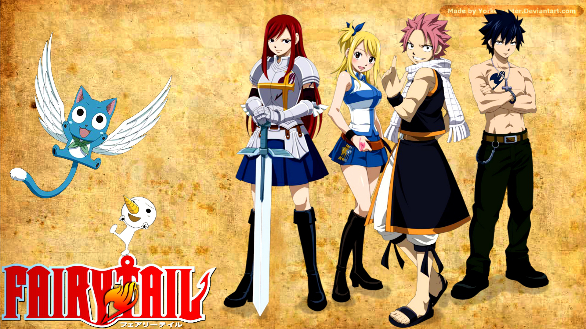 Anime, Fairy Tail, Lucy Heartfilia, Natsu Dragneel, Erza Scarlet, Gray  Fullbuster, HD wallpaper