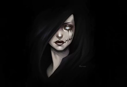 black hair scar lipstick dark woman HD Desktop Wallpaper | Background Image
