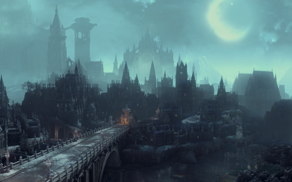 Video Game Dark Souls III Dark Souls City Night Moon HD Wallpaper | Background Image