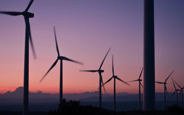 evening man made wind turbine HD Desktop Wallpaper | Background Image