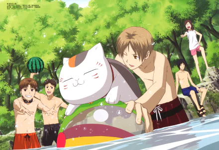 A vibrant 4K Ultra HD anime desktop wallpaper from Natsume Yuujinchou (Natsume's Book of Friends) featuring characters enjoying a sunny day by the water.