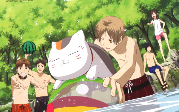 A vibrant 4K Ultra HD anime desktop wallpaper from Natsume Yuujinchou (Natsume's Book of Friends) featuring characters enjoying a sunny day by the water.