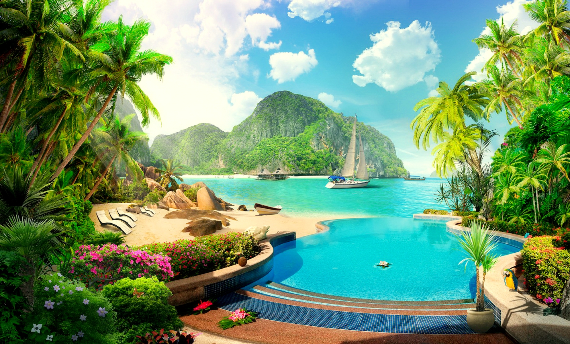 Tropical Resort HD Wallpaper  Background Image 