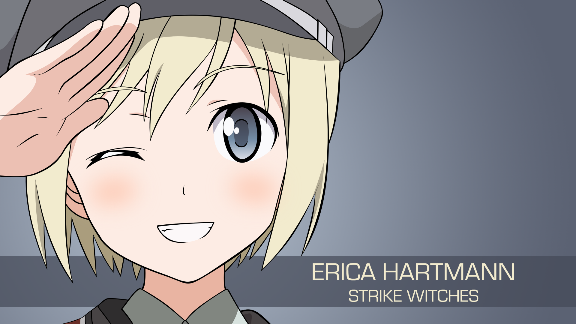 Anime-style illustration of Erica Hartmann from Strike Witches, featured in a 4K Ultra HD PC desktop wallpaper and background.
