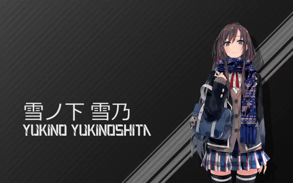 HD wallpaper featuring Yukino Yukinoshita from the anime My Teen Romantic Comedy SNAFU, showcasing her distinctive outfit and character design against a sleek background.