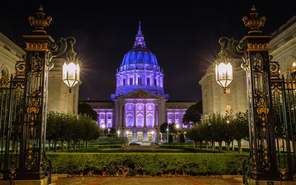 Man Made Building City Hall San Francisco Lantern Night HD Wallpaper | Background Image