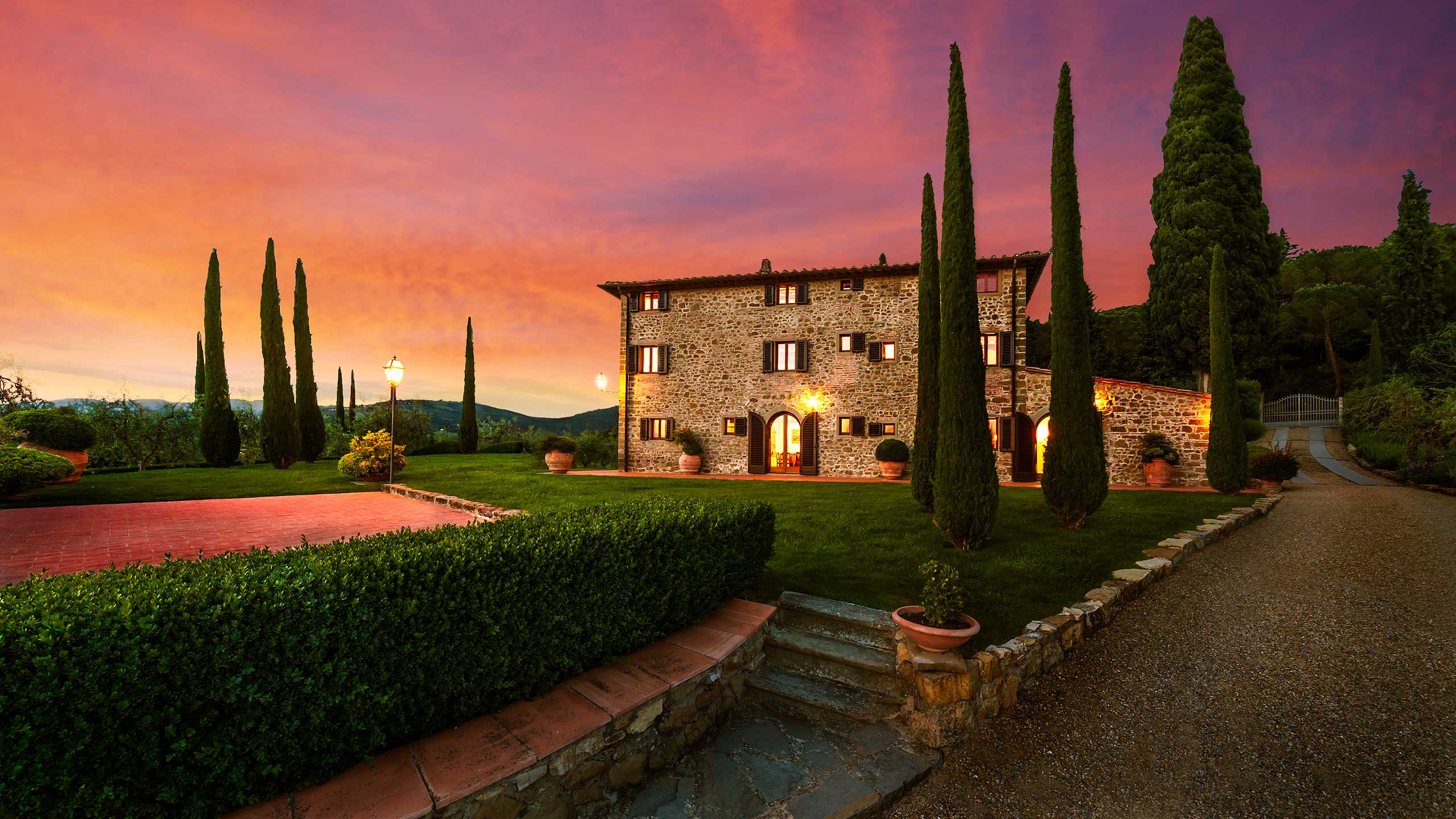 Download Tree Tuscany Italy House Man Made Mansion HD Wallpaper