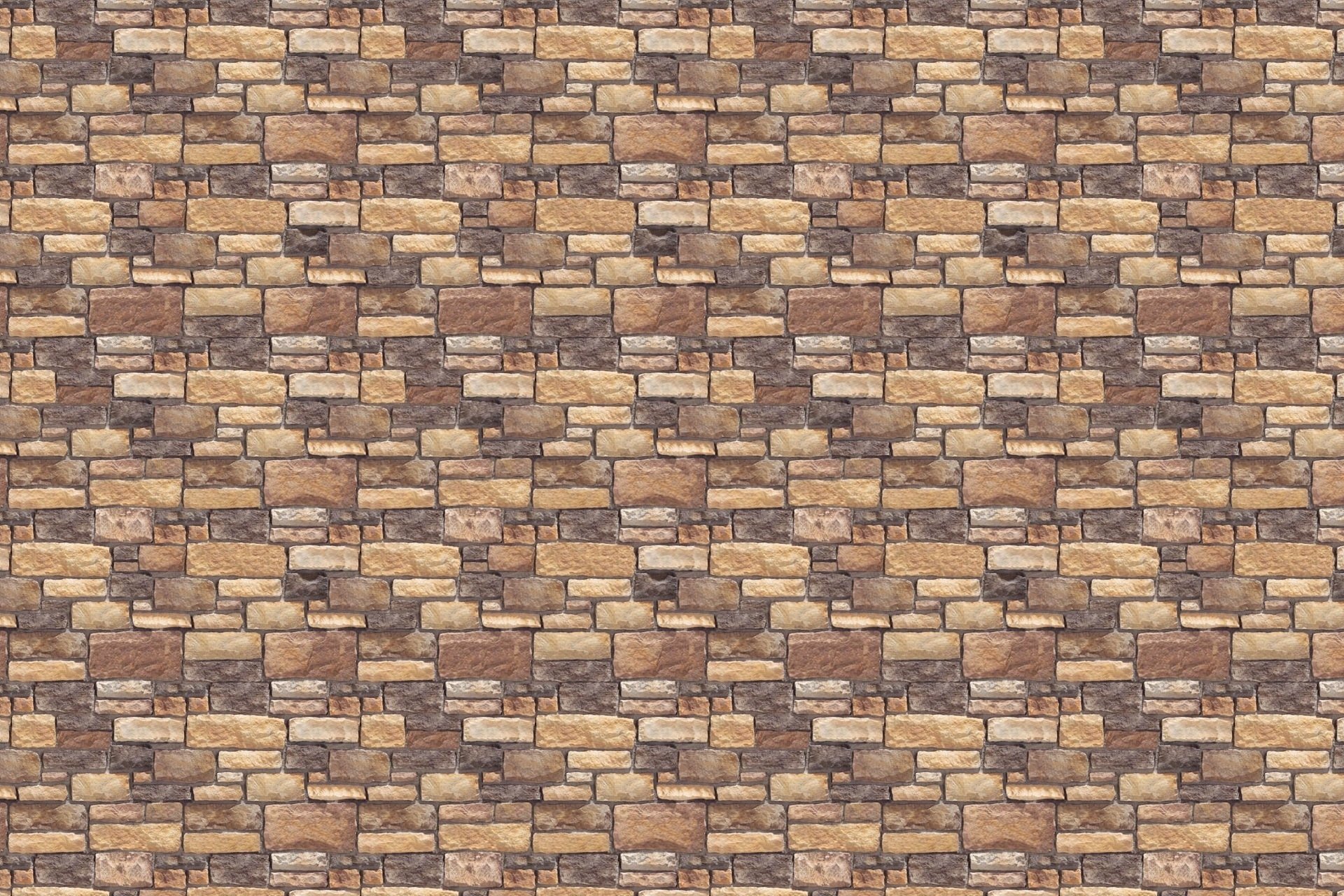 HD photography of a patterned brick wall featuring a mix of brown and beige stones, designed as a desktop wallpaper and background.