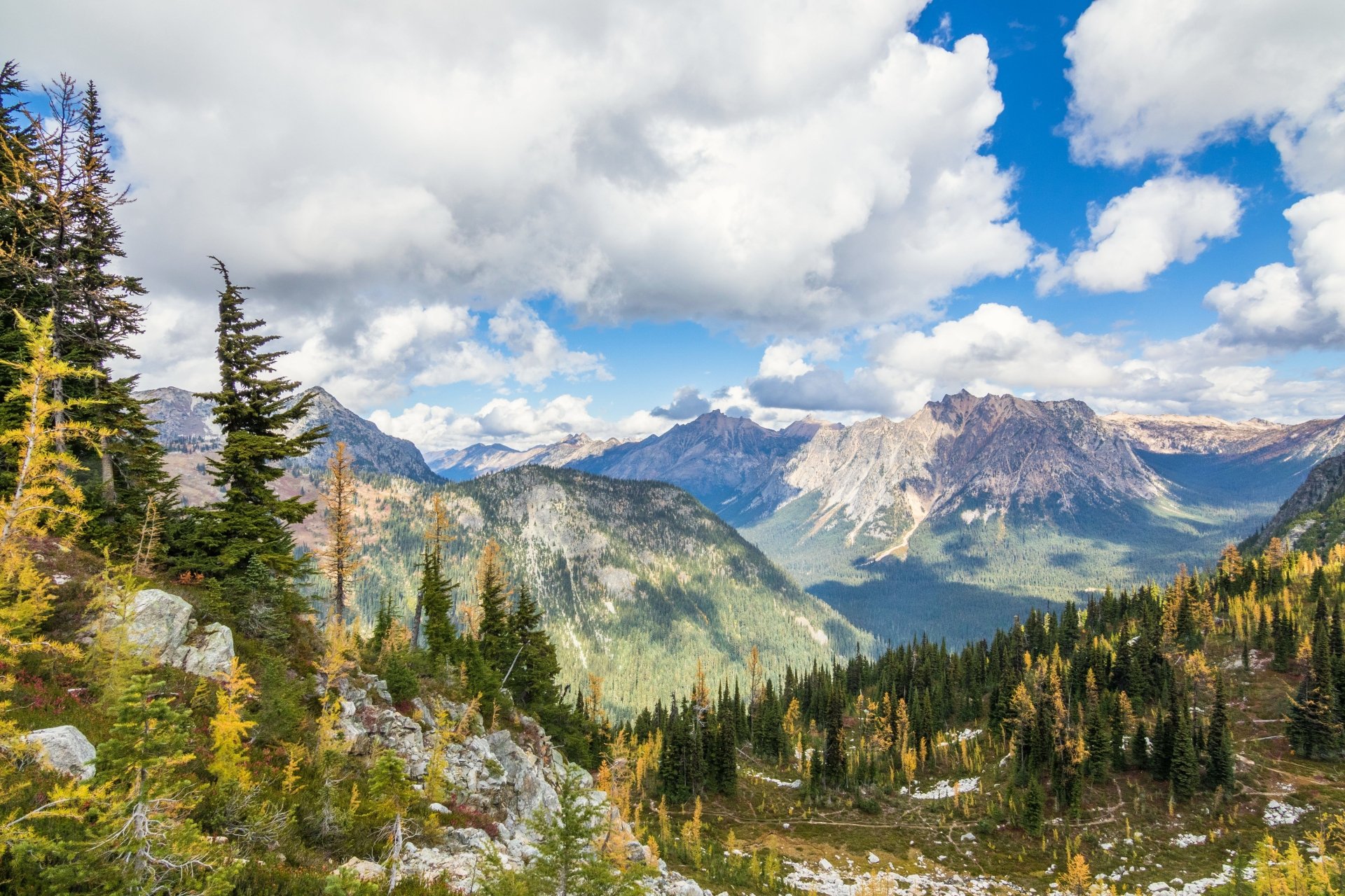 Download Cloud Mountain Valley Tree Nature Landscape 4k Ultra HD Wallpaper
