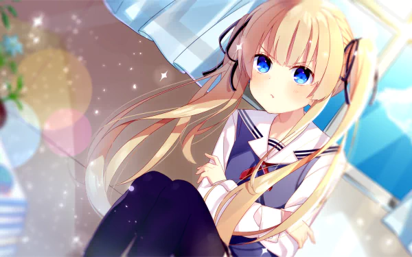 HD PC desktop wallpaper featuring Eriri Spencer Sawamura from the anime Saekano: How to Raise a Boring Girlfriend, showcasing her in a school uniform with long blonde hair.