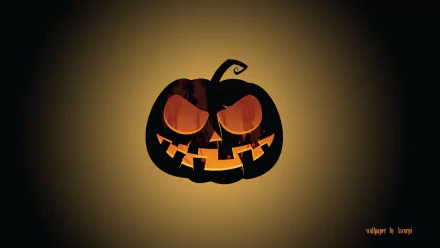 HD Halloween desktop wallpaper featuring a glowing jack-o'-lantern with a mischievous expression against a dark, warm-toned background.