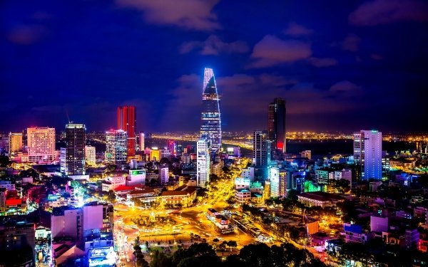 Man Made Ho Chi Minh City Cities Vietnam City Night Light Building Skyscraper Cityscape HD Wallpaper | Background Image