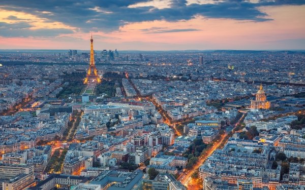 Man Made Paris Cities France City Eiffel Tower Cityscape Aerial Horizon Building HD Wallpaper | Background Image