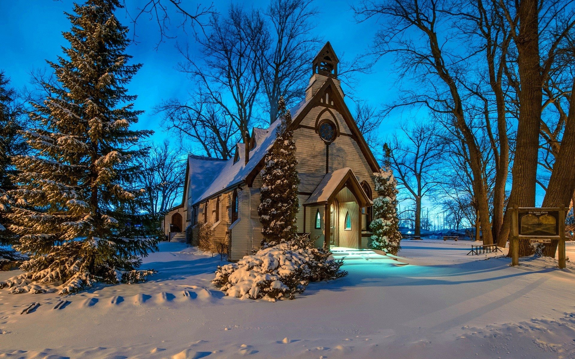 Church in Winter HD Wallpaper | Background Image | 1920x1200 | ID