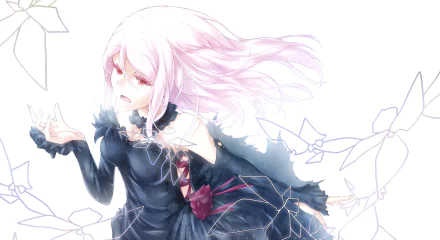 A captivating HD desktop wallpaper featuring a character from the anime Guilty Crown, showcasing a girl with flowing pink hair amidst delicate floral elements.