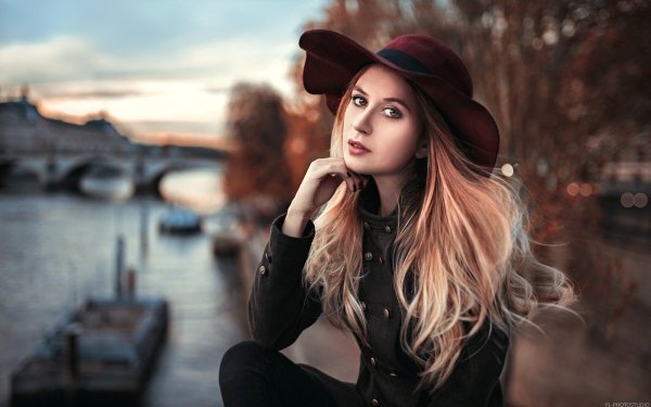 Women Model Blonde Brown Eyes Hat Depth Of Field HD Wallpaper | Background Image