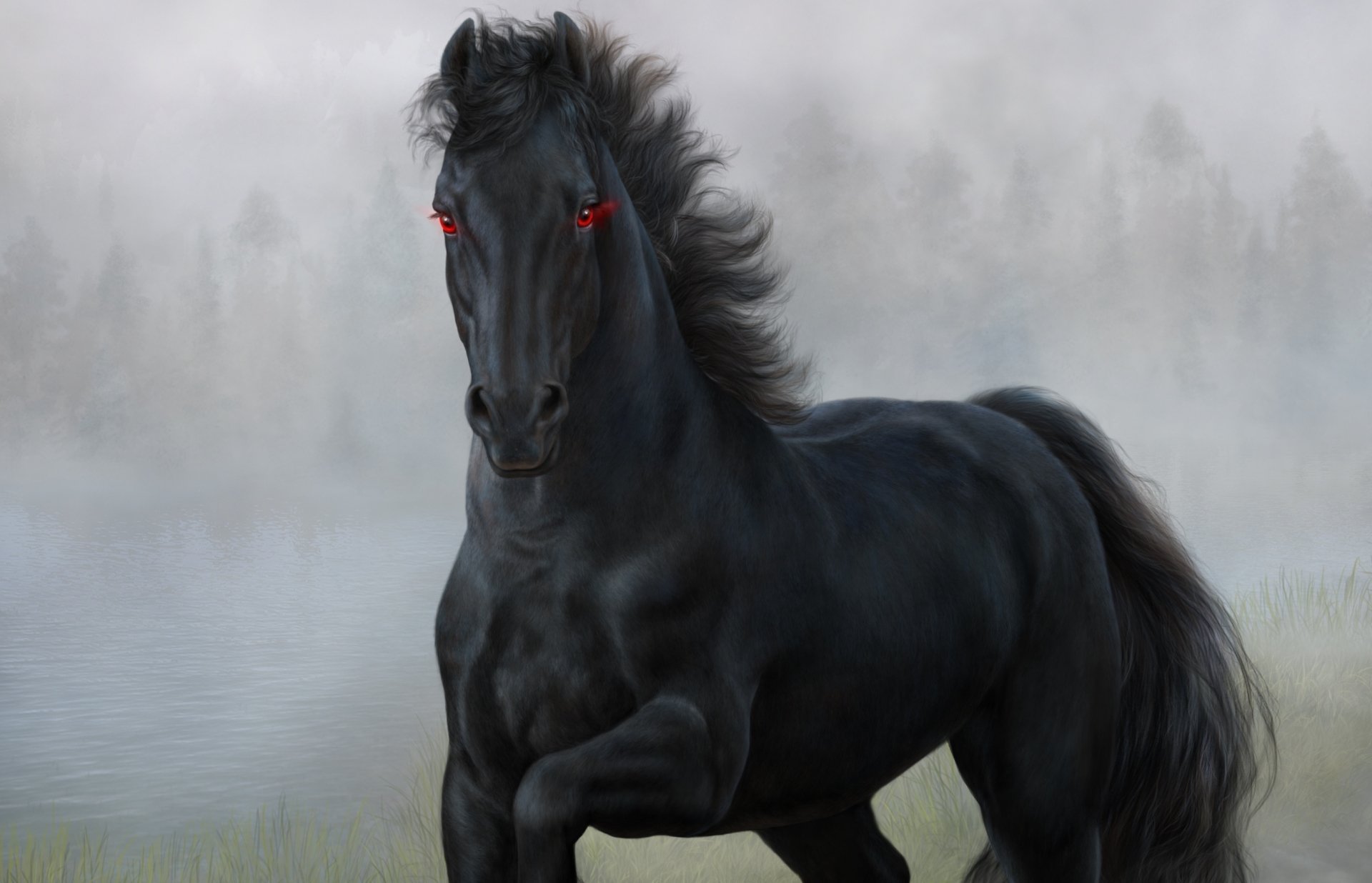 Download Red Eyes Fantasy Horse HD Wallpaper