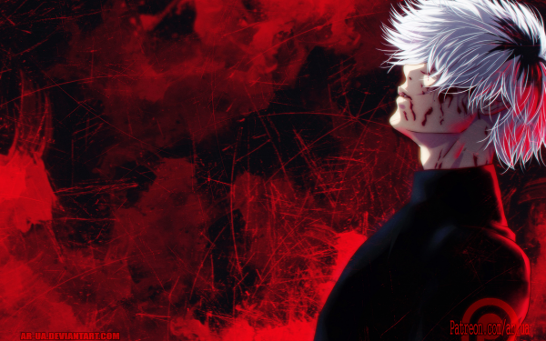 Anime Tokyo Ghoul Ken Kaneki Blood White Hair HD Wallpaper | Background Image