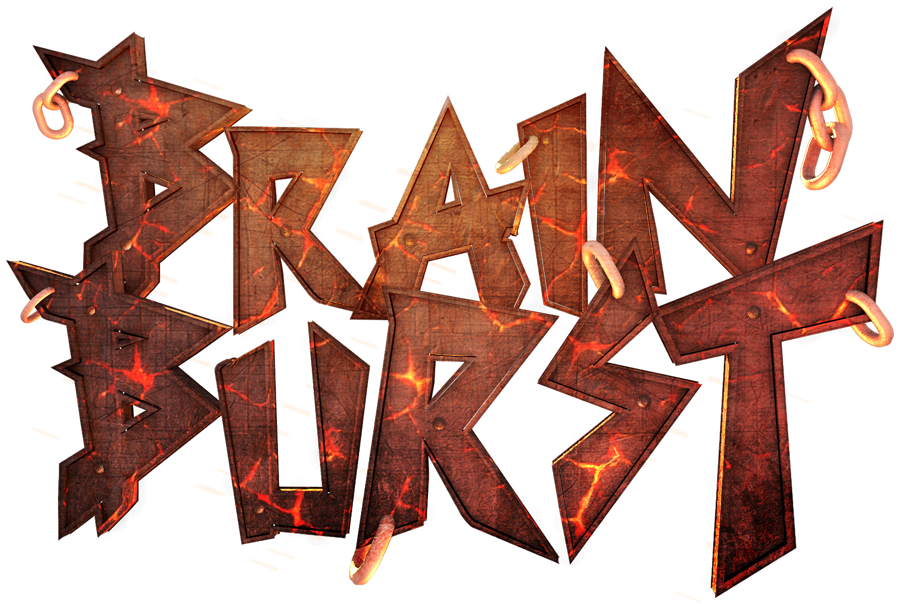 HD PC desktop wallpaper featuring bold, fiery graffiti-style text Brain Burst from the anime Accel World, showcasing sharp edges and glowing red accents.