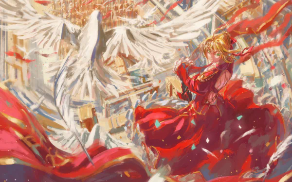 Red Saber Anime Fate/extra HD Desktop Wallpaper | Background Image