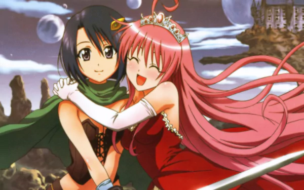 HD anime desktop wallpaper featuring Haruna Sairenji and Lala Satalin Deviluke from To Love-Ru, with vibrant colors and detailed character designs.