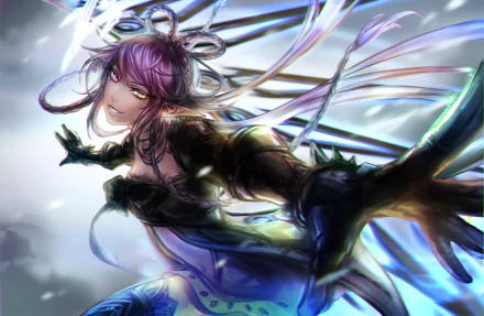 HD anime-style desktop wallpaper featuring an original character named Tarot, depicted with dynamic motion and vivid, ethereal colors.