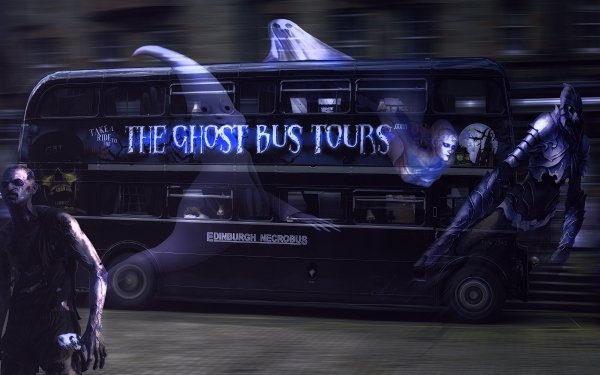 Oscuro Ghost Autobus Vehículo Halloween Zombi Fotografía Manipulación Fondo de pantalla HD | Fondo de Escritorio