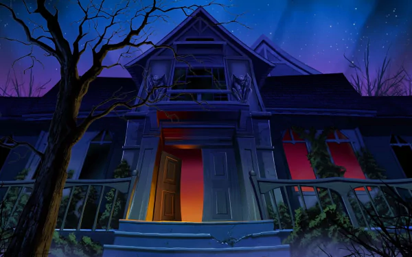 night gargoyle haunted house dark house HD Desktop Wallpaper | Background Image