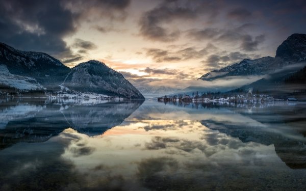 Photography Reflection Lake Mountain Winter HD Wallpaper | Background Image